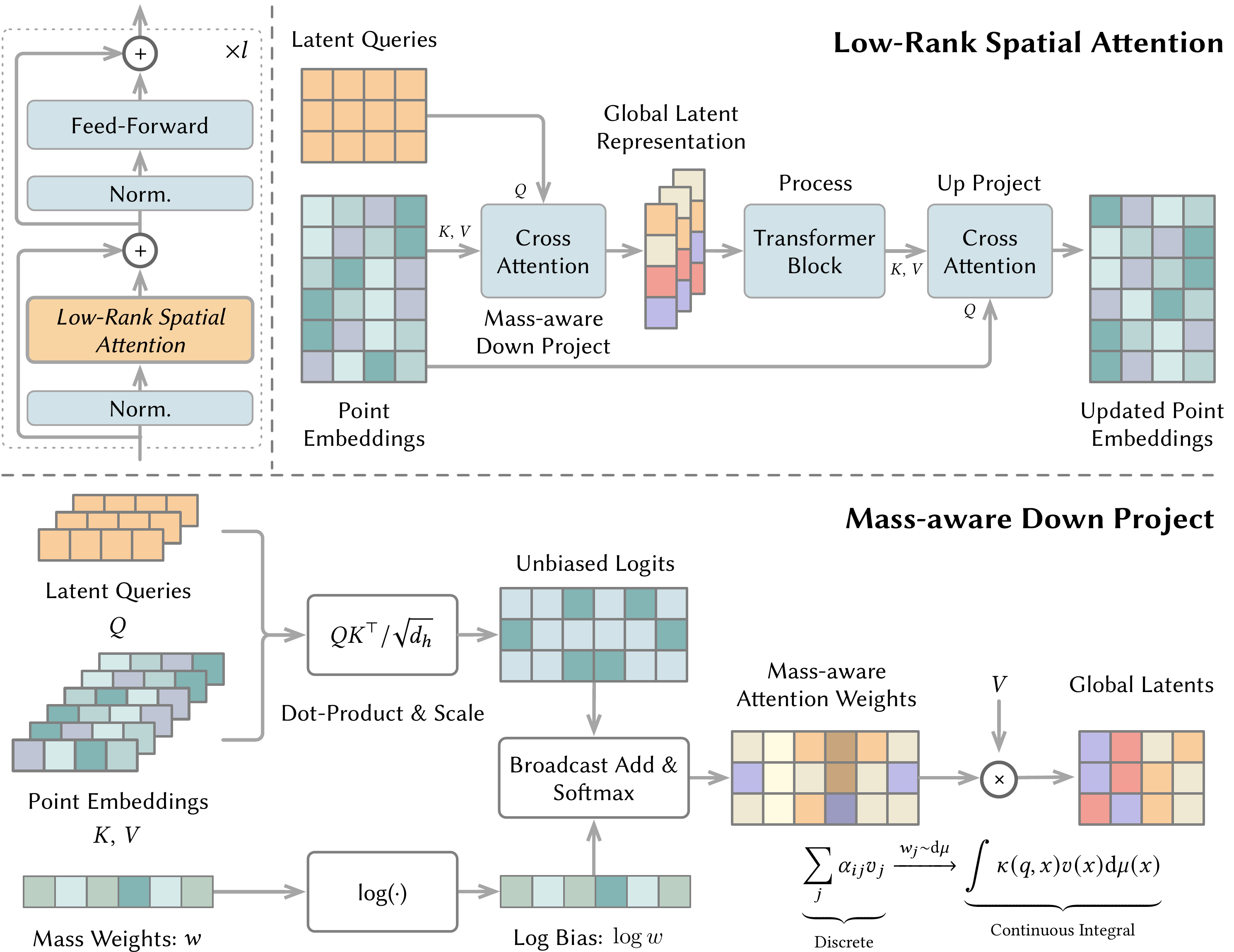 Mass-aware neural operator architecture